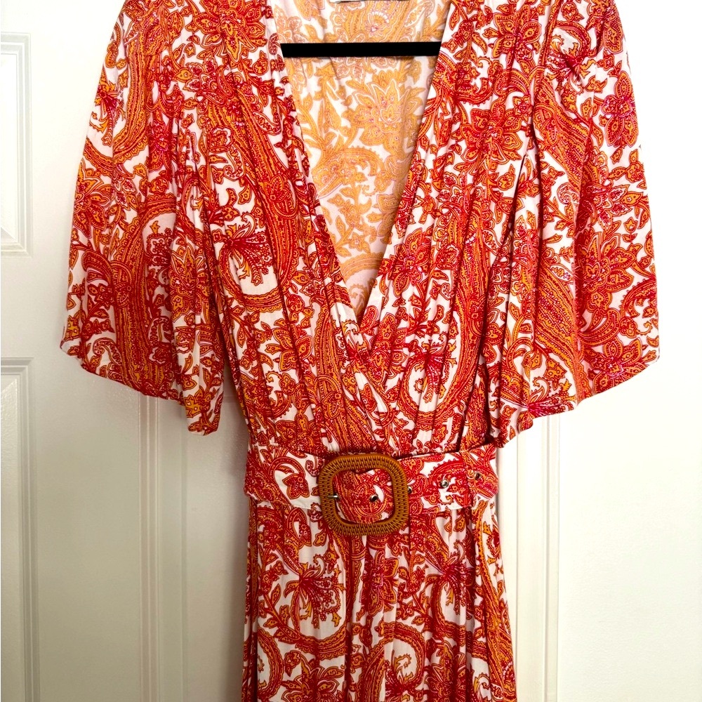 Lusana maxi dress with belt Medium - Picture 2 of 9